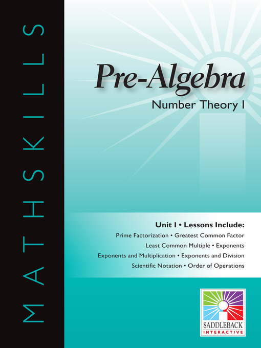 Title details for Pre-Algebra: Number Theory 1 by Saddleback Educational Publishing - Wait list